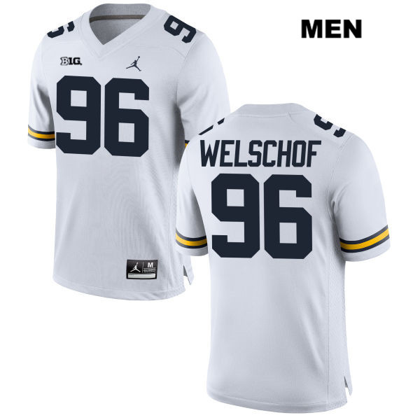Men's NCAA Michigan Wolverines Julius Welschof #96 White Jordan Brand Authentic Stitched Football College Jersey SJ25F26IS